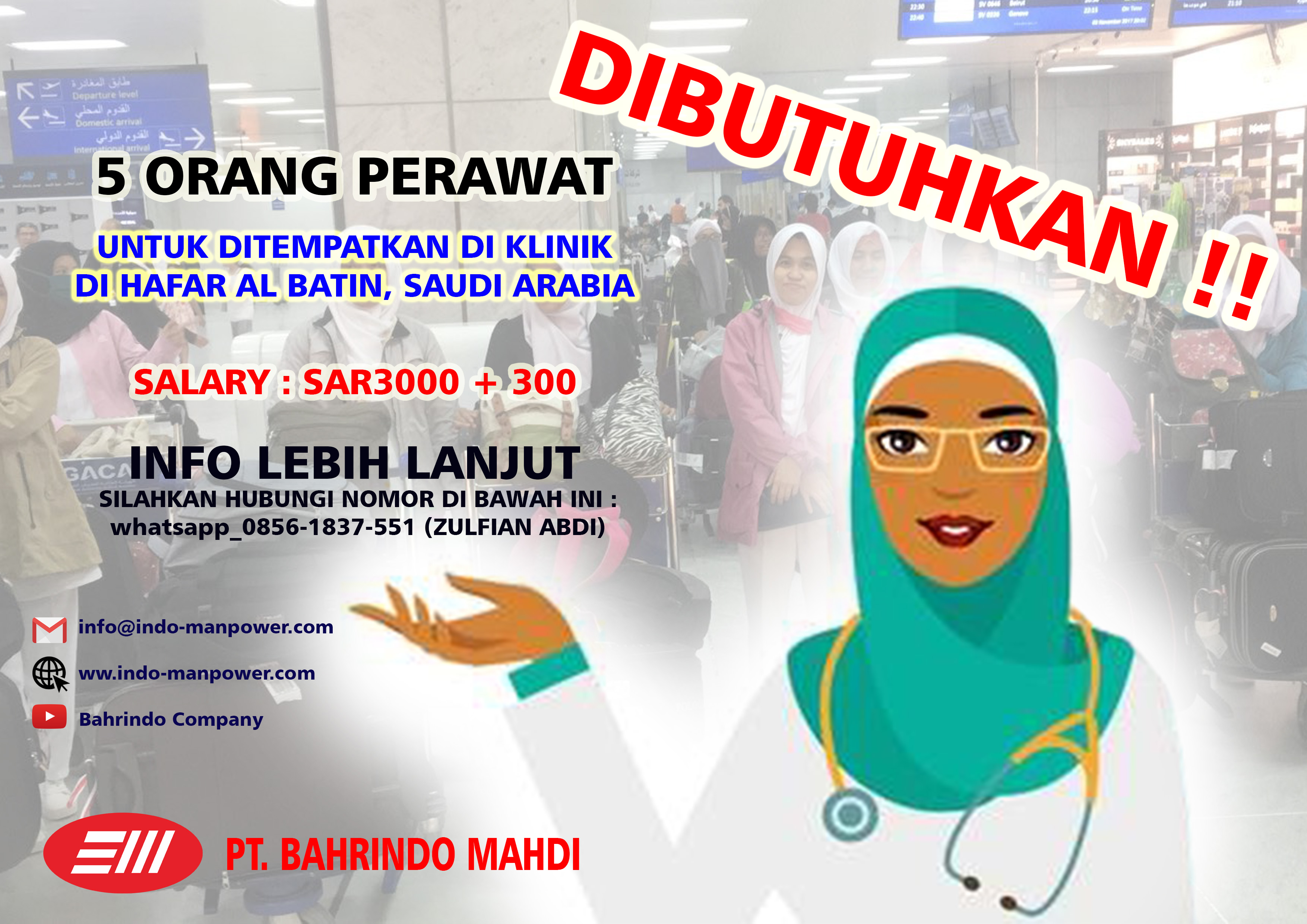 5 Orang Perawat untuk Klinik di Hafar Al-Batin, Saudi Arabia